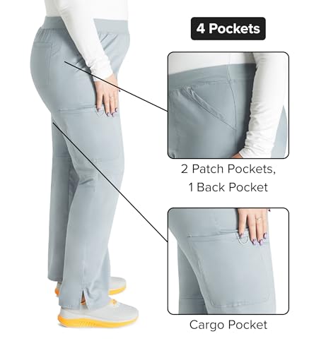 Image of Cherokee Women Scrub Pant with Straight Leg Pull-on Pant Medical Bottom with 4 Pocket & 2-Way Stretch Fabric - WW110