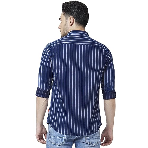 Image of Spykar Men's Slim Fit N /A Full Sleeve Striped Casual Shirts