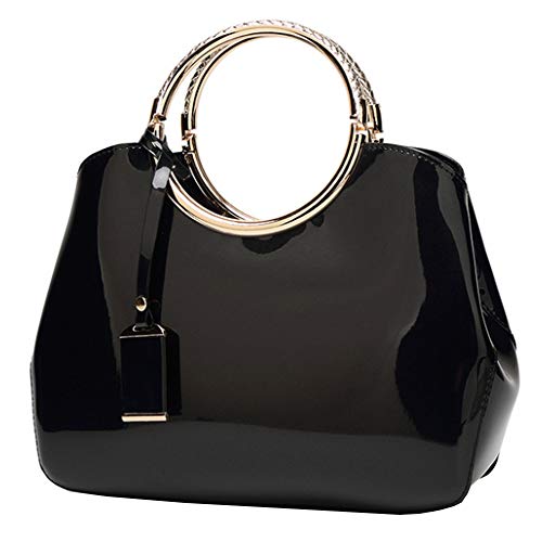 Sac à main en cuir verni noir brillant : l'élégance intemporelle pour femme chic
