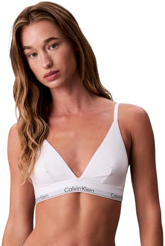 Calvin Klein Women’s Unlined Triangle Bralette with Logo Underband, White (White), L