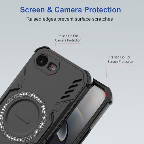 Image of amazon basics Back Case Cover for iPhone 17e | Magnetic Case with Built-in Metal Ring | Supports MagSafe Charger, Wallet & Car Mount | Shockproof Hybrid PC + TPU | Black