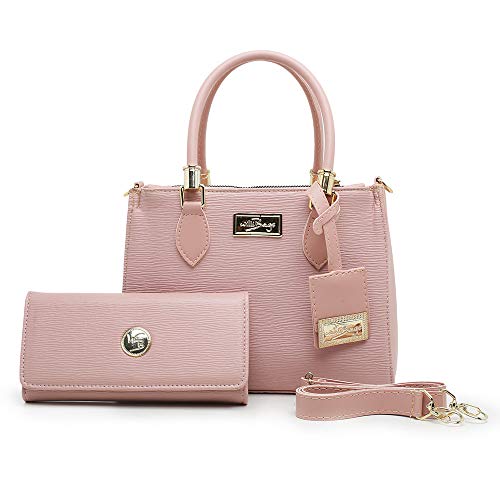 Kit Bolsa Feminina + Bolsa Pequena Balada DE Lado Com Carteira Linda (Rosa)