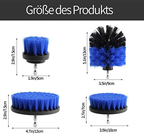 4 Pack Drill Brush Power Scrubber Cleaning Brush Attachment Set All Purpose Drill Scrub Brushes Kit, Great for Pool Tile, Bathroom Toilet, Ceramic Marble Car Automotive(Blue)
