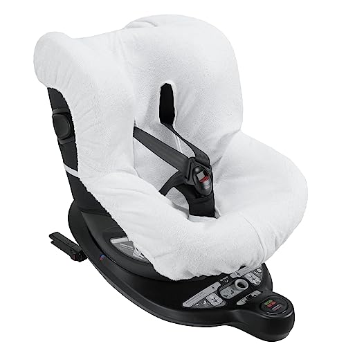 Babysanity® Morbido Copri Seggiolino Auto Universale 0/18 In Doppia Spugna Di Cotone 100% Copri Seduta Lavabile Con Passaggio Cinghie -Made In Italy- (Bianco)