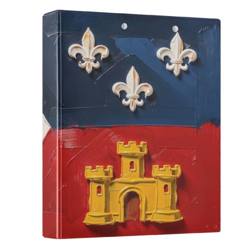 Classeur 3,8 cm à anneaux en D Peystean avec porte-bloc intégré imprimé drapeau acadien