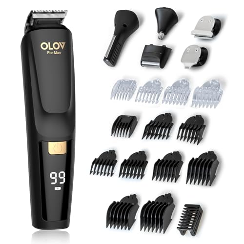 Beard Trimmer, 20 Piece Mens Grooming Kit and Hair Clipper, Electric Razor for Man Suitable for Beard, Face, Nose, Hair Trimmer, Black