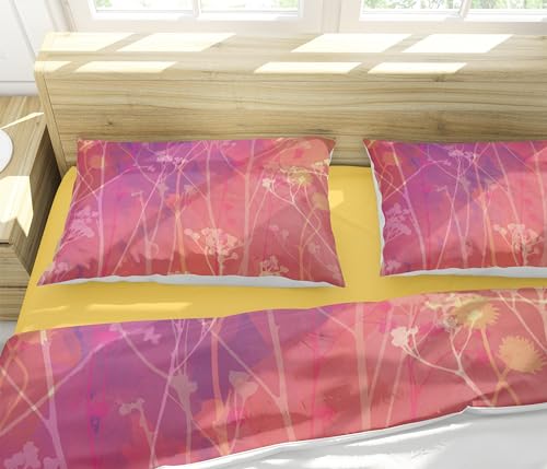 Housse de couette fleurs aquarelle literie lit 2 places avec taies - 5
