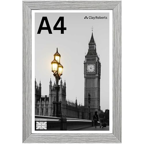 Image of A4 Light grey Photo Frame – Modern A4 Frame for Certificates, Pictures & Prints, Wall Hanging (Portrait or Landscape), Document & Poster Frame UK