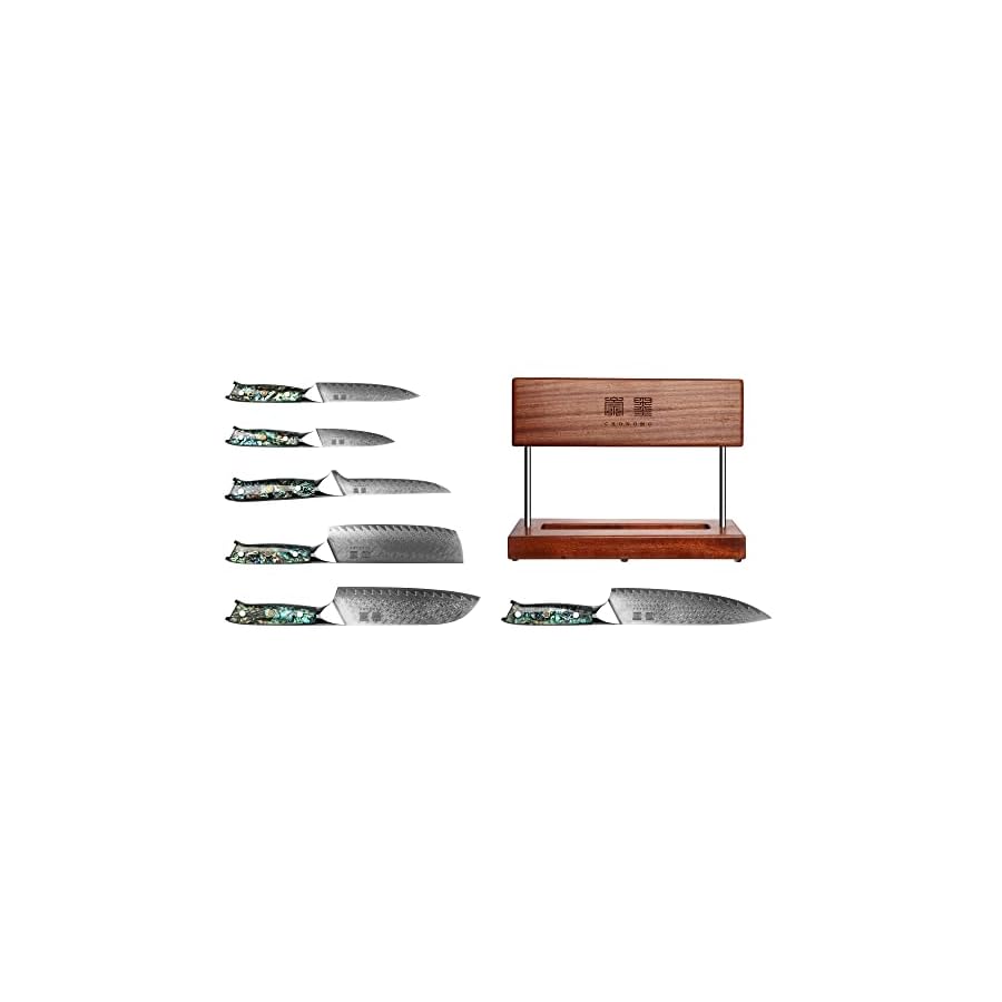 Professional-Kitchen-Knife-Set-7-Pieces-Japan-VG10-Super-Steel-67-Layer-Damascus-Steel-Shell-Resin-Handle-Kitchen-Knife-Set-with-Sapele-Magnetic-Knife-Holder Professional Kitchen Knife Set 7 Pieces - Japan VG10 Super Steel 67 Layer Damascus Steel Shell Resin Handle Kitchen Knife Set with Sapele Magnetic Knife Holder