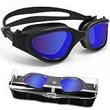 HotSrace Swimming Goggles Full Black with Blue Lenses