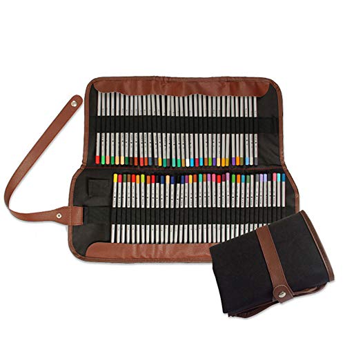 NNDQ 72 Roll Up Pencil Case, Stifthalter Charcoal Pencils Rolling Pouch für Painter Artist Black, für Office Travel Artist Cover