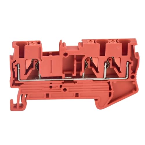 DWFSKZKV 10Pcs PT 2.5-Twin Din Rail Terminal Block 3 Conductors Push in Spring Screwless Feed Through Wire Conductor Wire Connector(Orange)