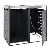 PROREGAL 1er-Mülltonnenverkleidung mit Brennholzlager HxBxT 125x130x80cm 1erweiterbar Metall 45kg...