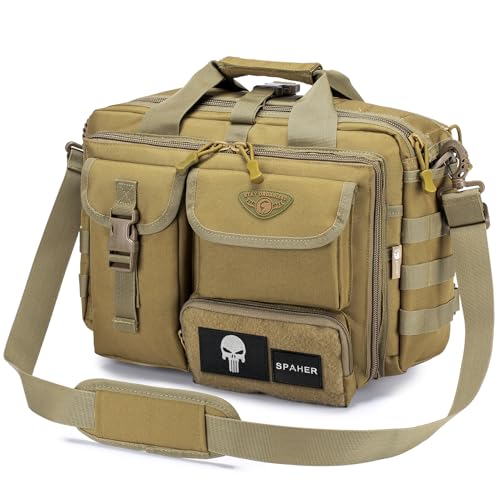 SPAHER Maletín Bandolera Militar Táctica Hombre para Ordenador Portátil 14/15.6/17 Pulgadas - Portadocumentos Regalo