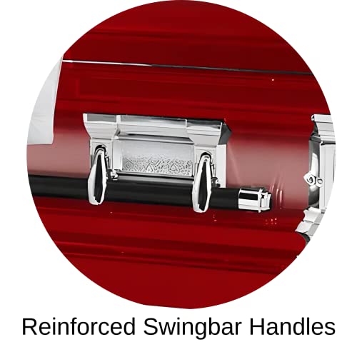 Titan Casket Era Series Stainless Steel Casket (Red) Handcrafted Funeral Casket - Red Finish With White Crepe Interior #TOP3