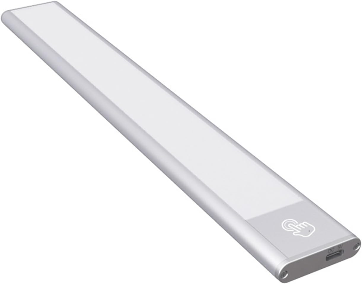 MeLphi Multi-Color LED Touch Sensor Night Light USB Charging Wardrobe Cabinet Wall lamp Entrance Ultra-Thin Magnetic Sensor Light (Color : Silver case, Size : 20cm)