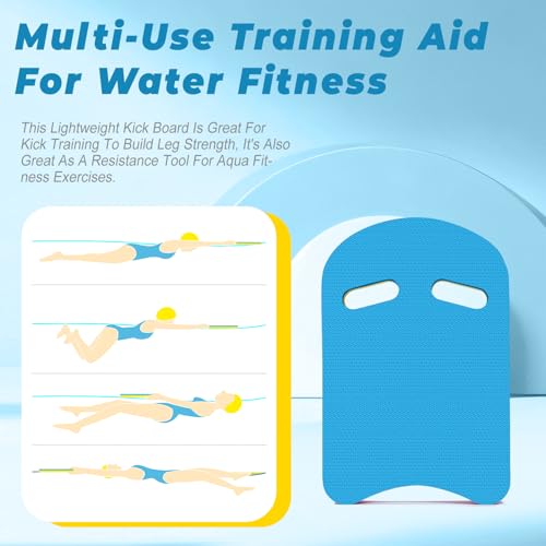 2026 Swimming Kickboard, 17x11.5 in Training Aid Board for Swimming and Exercise Training, U Design Kick Boards Easy to Grip, Durable EVA Safty Kickboard(Blue)