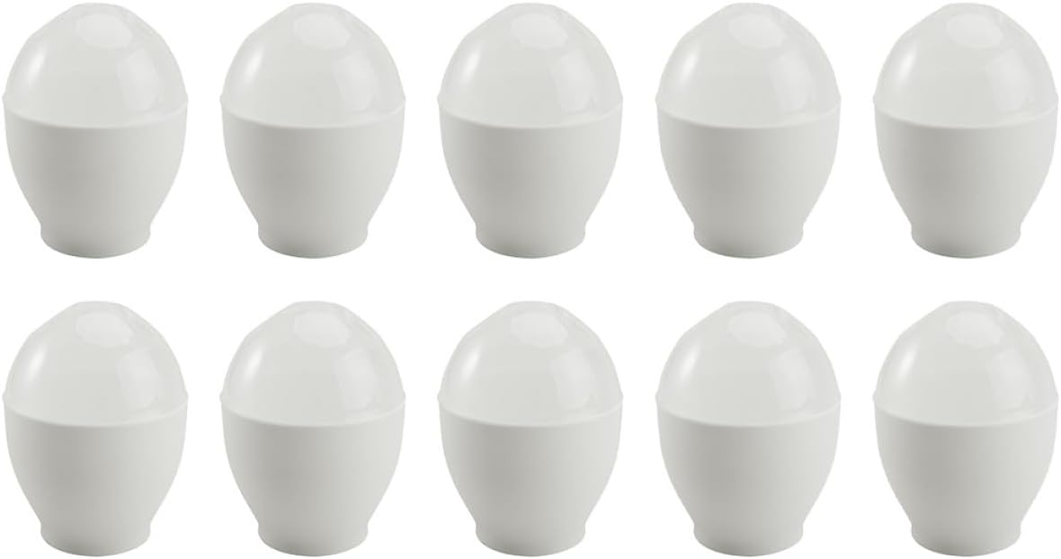Mikinona 10pcs White Microwave Egg Steaming Cups Egg Holder Mini Cooker for Home Kitchen Steamed Bowls Specialty Cookware