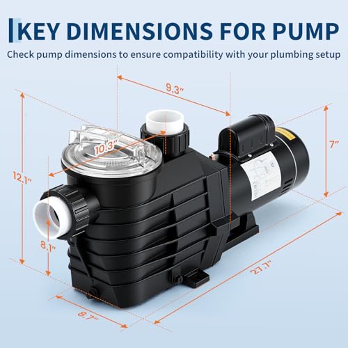 Pool Pump Above Ground/Inground, 2.5 HP Self Priming Swimming Pool Pump, 115V/230V Dual Voltage Single Speed Pumps with Strainer Basket, 100 GPM Heavy-Duty Pump for Swimming Pools, Spas, Hot Tub by ActiveTrail - Used condition - Image 7