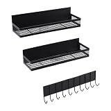 Gsycle Magnetisches Kühlschrankregal, platzsparend, höhenverstellbar, magnetische Kühlschrankregale, Gewürz-Organizer, Kühlschrankaufbewahrung, Mini-Regale für die Aufbewahrung in der (Black)