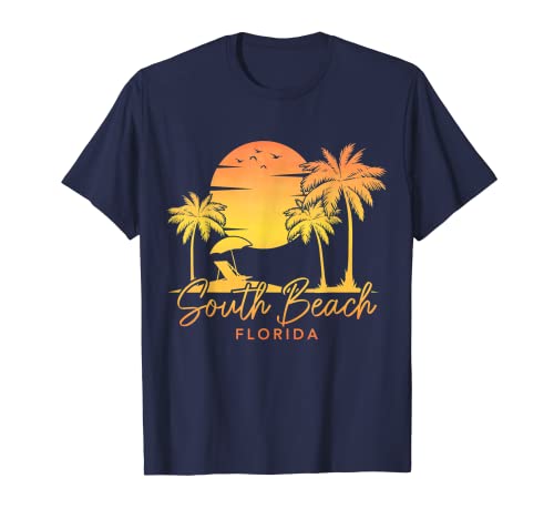 South Beach Florida Florida Surf Vintage Atardecer Surfista Retro Camiseta