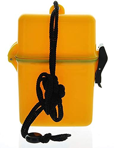 Readi USA Yellow Waterproof (Spills Splashes) Dry Box Case- Beach, Boat & Pool - Money, Id, Key's Cigarettes N More - Travel Camping Hiking Geocache First Aid Organization & Security
