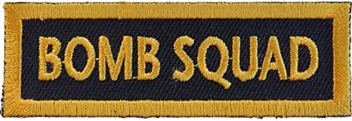 Parche, parche bordado (planchar o coser), posición de rango de club, escuadrón de bombas (amarillo sobre negro), 3" x 1"