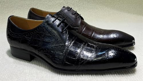 Santimon Men’s Crocodile Leather Formal Dress Shoes – Fashion Luxury Lace-Up Shoes for Business, Prom Weddings, Special Occasions4