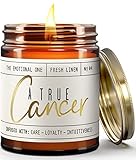 Cancer Gifts for Women, Zodiac Gifts - A True Cancer Soy Zodiac Candle, w/Fresh Linen I Astrology Gi
