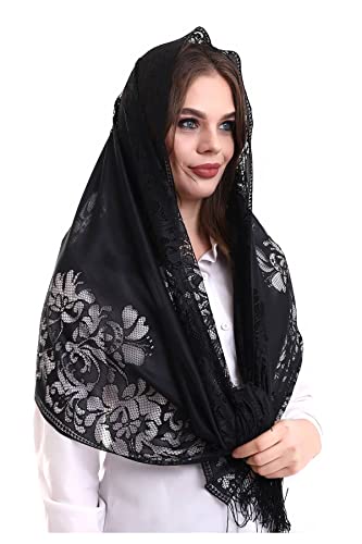 ihvan online, Lightweight Shawl for Women, Head Scarves Hijab, Soft Tulle Shawl, Head Covering Chapel Veil Lace Shawl 5