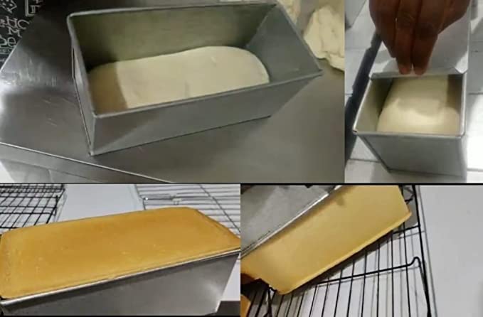 UK Baker Bread Mould/Tin Box with Cover for Baking- 500gm (Size 8x4x4 inch) & 900gm (Size 11x4x4) (Pack of 2) 2