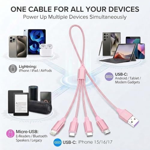 4 in 1 Multi Charging Cable 4ft 2 Pack,Braided MFi Certified Charger Cable — view 2