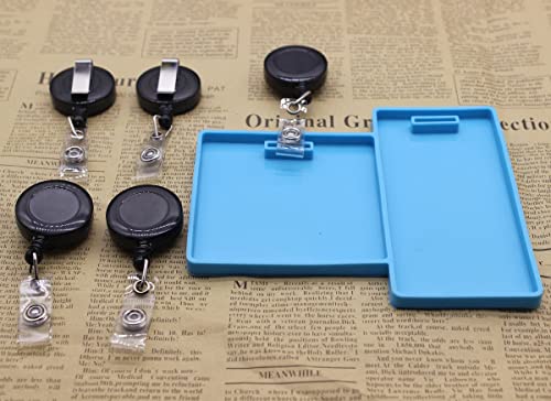 Xidmold Resin Card Silicone Mold, Id Business Case Work Card Holder Moulds, Name Badge Holder Clay Mold, Diy Epoxy Casting Molds Card Organizer Storage Jewelry Making Craft, 5X Id Badge Reel Clip #TOP2