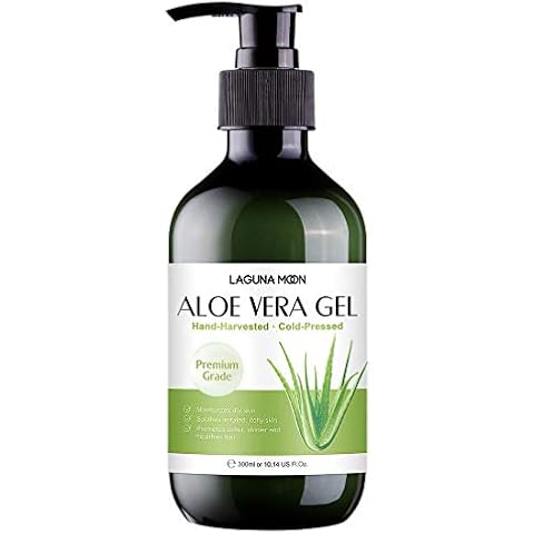 Lagunamoon Aloe Vera Gel 10.14 OZ, Hand-Harvested & Cut Aloe Vera for Skin & Hair, Clear Aloe Vera Gel Moisturizes Skin, Soothes Irritated and Itchy Skin Caused by Sunburn, Nourishes Hair Cover