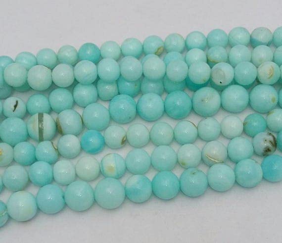 LKBEADS Natural PERUVIAN OPAL smooth round beads,Balls beads,sky blue color smooth balls beads, good, 7 mm - 9.5 mm approx,15"strand[E0571]