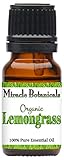 Miracle Botanicals Organic Lemongrass Essential Oil - 100% Pure Cymbopogon Flexuosus 10ml