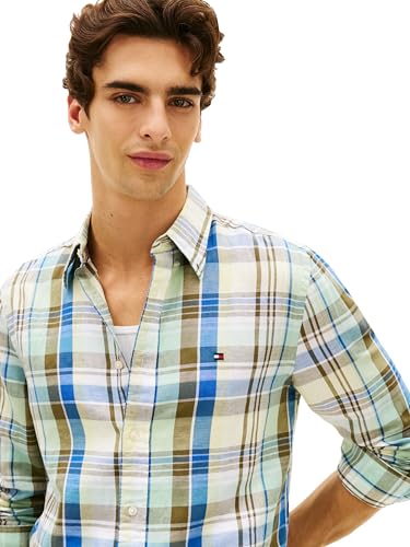 Image of Tommy Hilfiger Men's Long Sleeve Casual Linen Button Down Shirts in Regular Fit