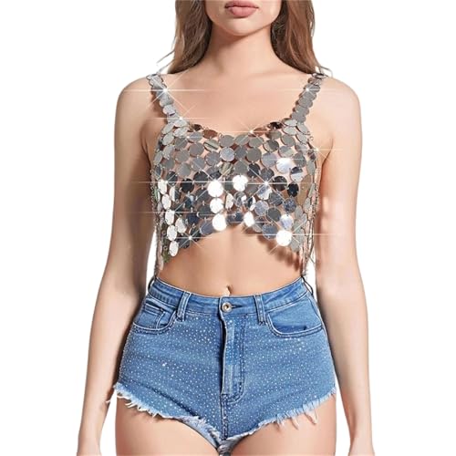 Women's Handmade Beaded Crop Top Hollow Out Pearl Cami Tank Top Sexy Nightclub Rave Festival Beachwear