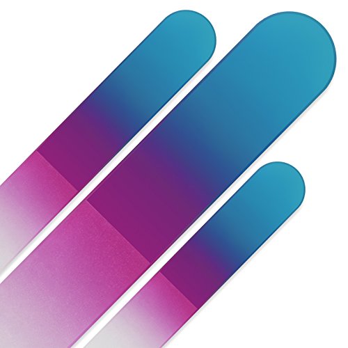 image for Nail File - Mont Bleu Premium Set of 3 Glass Nail Files in Pouch - Bir