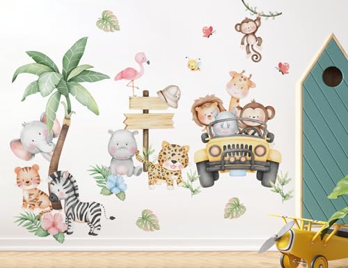 Vinilos decorativos animales de jungla 2 hojas removibles miniatura 5