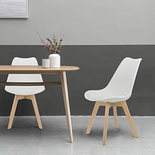 Excellent Achat Dining Chairs Mid Century Modern Kitchen Chairs Upholstered Side Chairs With Beech Legs And Soft Padded Shell Chairs For Kitchen Dining Living Bedroom Set Of 4 (White) #TOP5