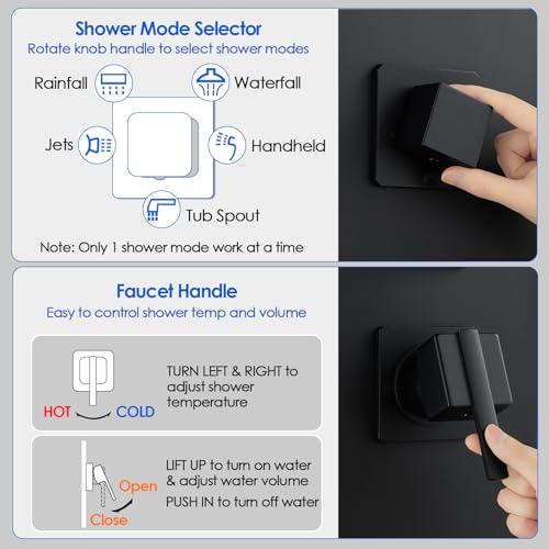 Image of ROVOGO Shower Panel Tower System with Led Lights and 5 Shower Modes, 46.5 inch