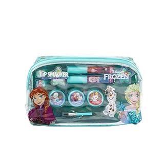 Lip Smacker Frozen Trousse Maquillage Essentielle, Ensemble Maquillage Frozen pour PetiteFille avec Brillant À Lèvres, Ombres À Paupières Éclatantes, Applicateurs et Accessoires pour un Look Princesse