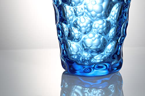 Parlamain Modern Blue Glass Vase, 10'' Tall Bubble-Patterned Decorative Flower Vase for Home Decor, Mantel Display, Dining Table Centerpiece, Living Room, or Office Decoration - Image 6