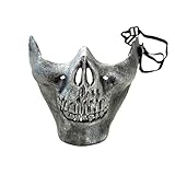 Soochat Halloween Skull Skeleton Mask Skull Face Mask Skeleton Half Face Mask for Cosplay Masquerade Party Costume Accessory (Silver)