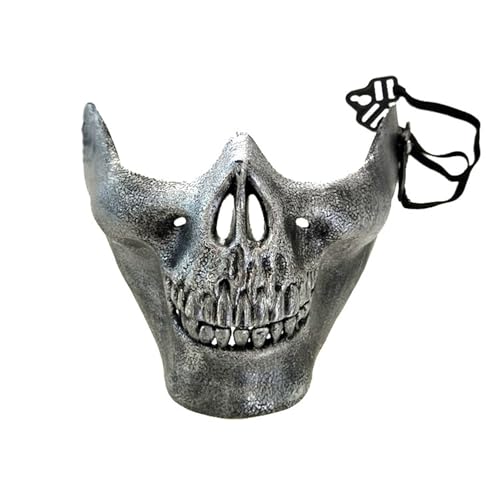 Soochat Halloween Skull Skeleton Mask Skull Face Mask Skeleton Half Face Mask for Cosplay Masquerade Party Costume Accessory (Silver)