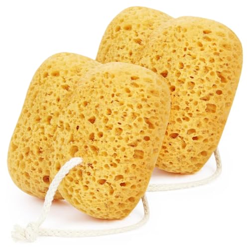Flintronic 2PCS Éponge de bain, éponges de Bain en Nid d'abeille, éponges Douce Exfoliante, Mousse Dense, Grande Taille, pour Exfolier, Peau Nettoyer, Peau Apaisante