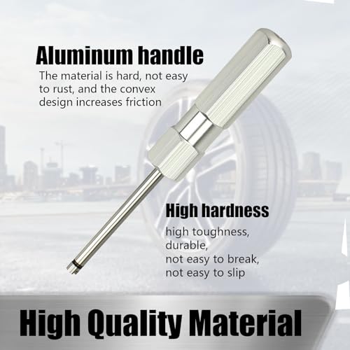 Image of 1 PC Car Tire Valve Core Screwdriver, Valve Stem Disassembly Tool Rod Puller, Metal Adjustable Valve Wrench Bottom Adsorbable, Universal for Cars Tire Repair and Disassembly Tool (Silver)