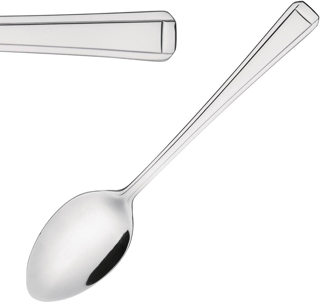 Olympia Harley Cutlery Teaspoons Set (Pack of 12), Silver, High Polished Stainless Steel, Size: 140(L) mm, Tea & Coffee Spoons, Dishwasher Safe - Home, Kitchen, Restaurant Use, D697
