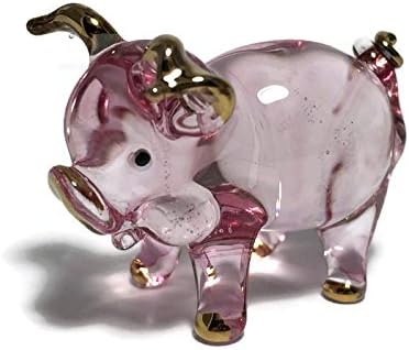 Tiny Crystal Pig Hand Blown Clear Glass Art Pig Figurine Animals Glass Blown FBM03